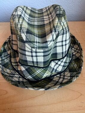 Green Plaid Fedora Hat